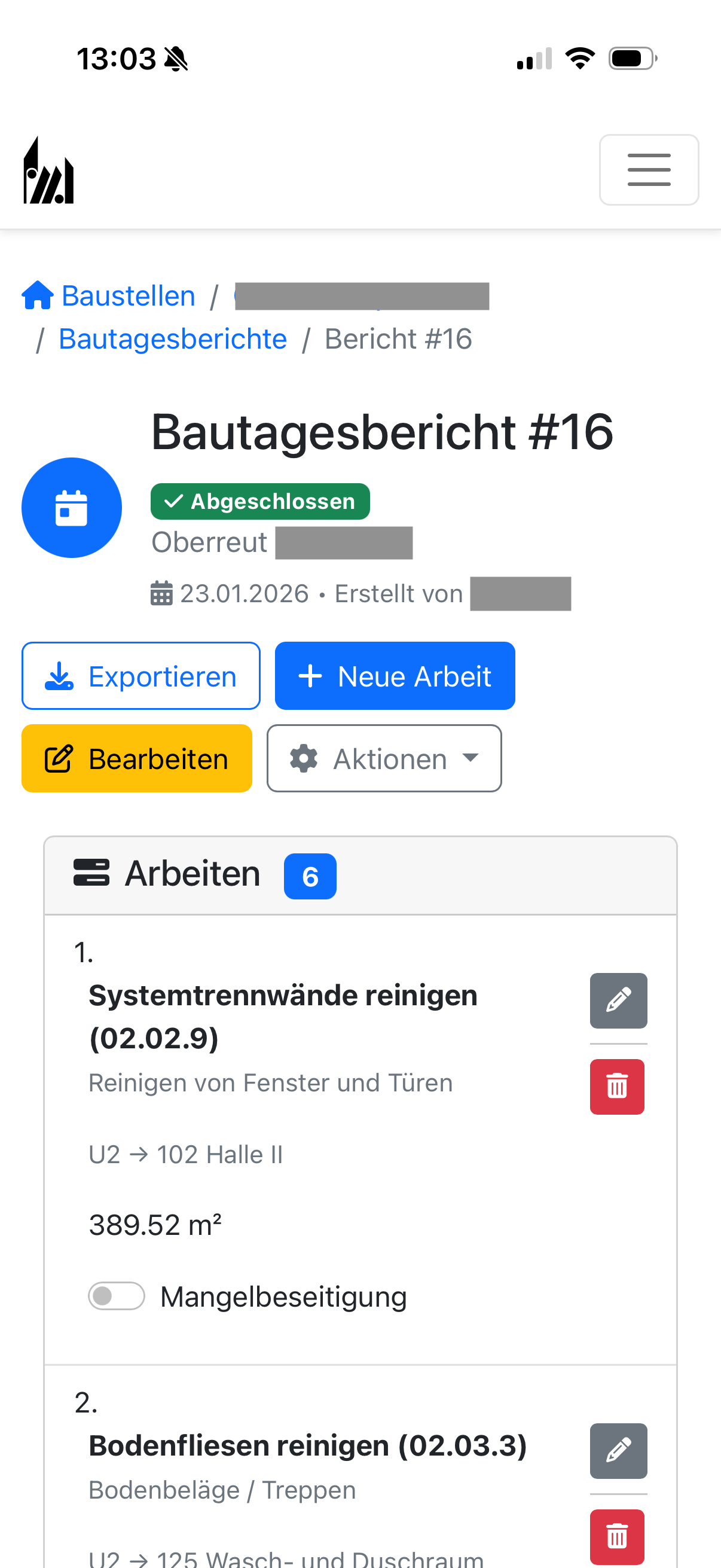 Objektverwaltung - Mobile